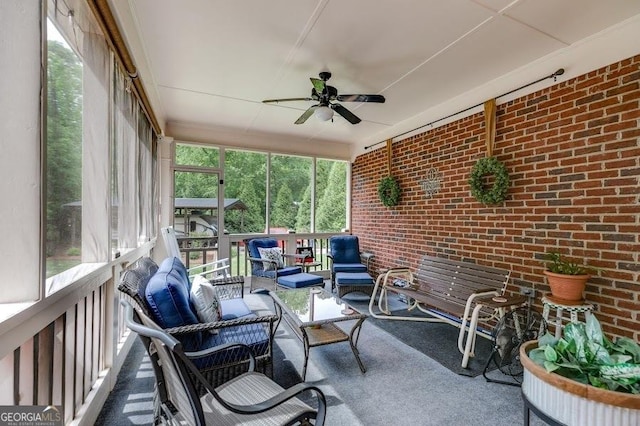 7511 Biltmore Ln, Douglasville, GA 30135 - sunroom / solarium with a ceiling fan and an outdoor living space