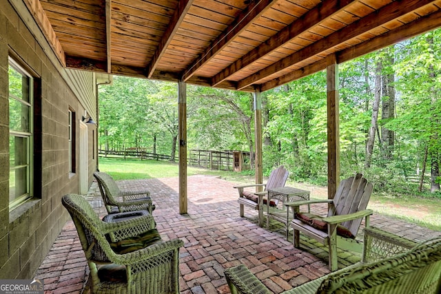 view of patio with a fenced backyard
