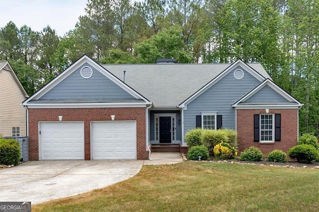 10 Bayberry Ct, Acworth, GA 30101 - ranch-style house with an attached garage, brick siding, driveway, and a front yard
