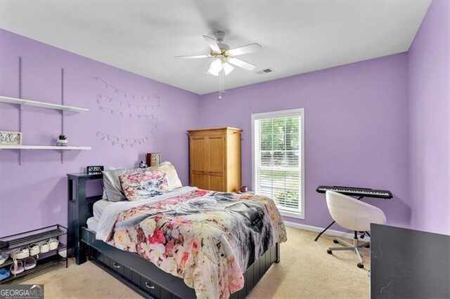 10 Bayberry Ct, Acworth, GA 30101 - bedroom with light colored carpet, ceiling fan, and baseboards