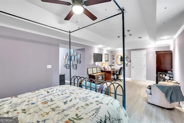 10 Bayberry Ct, Acworth, GA 30101 - bedroom featuring a raised ceiling, wood finished floors, ornamental molding, and baseboards