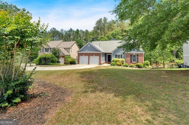 10 Bayberry Ct, Acworth, GA 30101 - ranch-style home featuring a garage, concrete driveway, a front yard, and brick siding