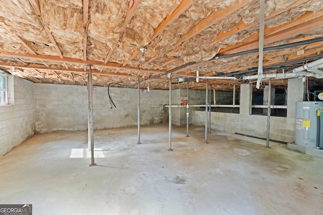 2604 Flat Shoals Rd SW, Conyers, GA 30094 - unfinished below grade area with water heater and concrete block wall