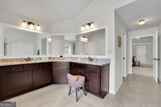 4050 Pleasant Woods Dr, Cumming, GA 30028 - full bath with tile patterned floors, double vanity, and baseboards