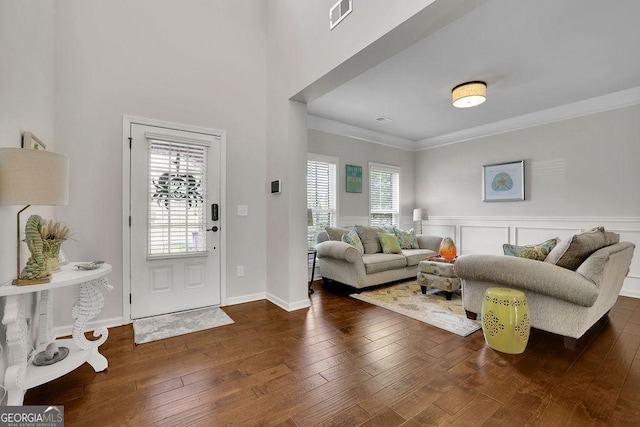 4050 Pleasant Woods Dr, Cumming, GA 30028 - entryway with wood-type flooring, plenty of natural light, ornamental molding, and baseboards