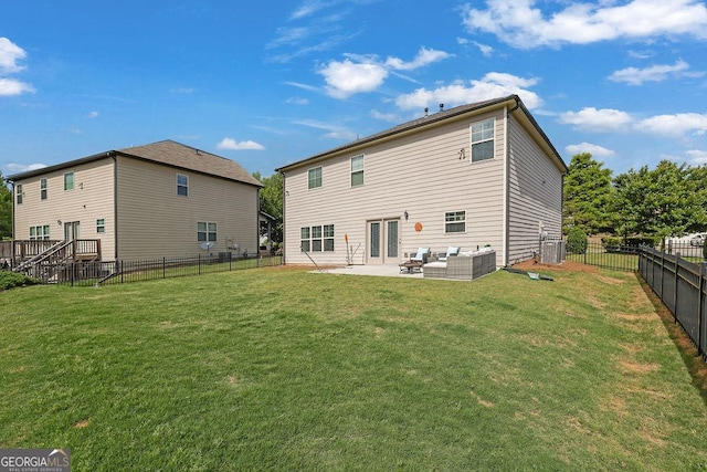 4050 Pleasant Woods Dr, Cumming, GA 30028 - back of property featuring a patio area, an outdoor hangout area, central air condition unit, and french doors