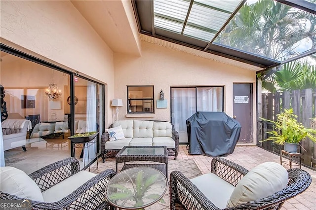 view of patio / terrace with outdoor lounge area, area for grilling, and fence