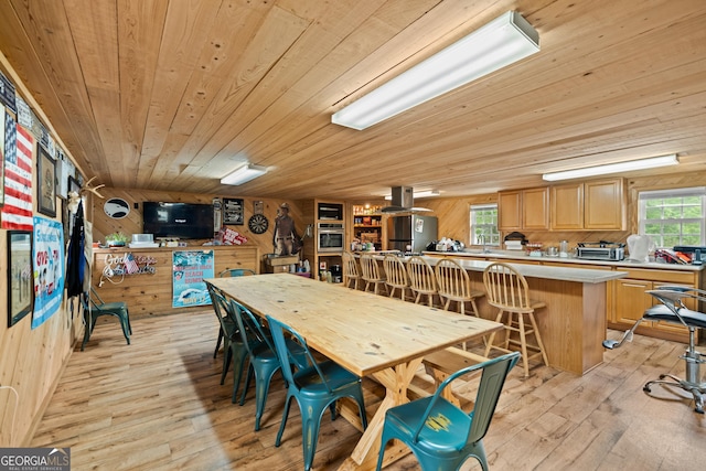 233 Clark Rd, Midville, GA 30441 - dining area with wooden ceiling, light wood finished floors, and wood walls