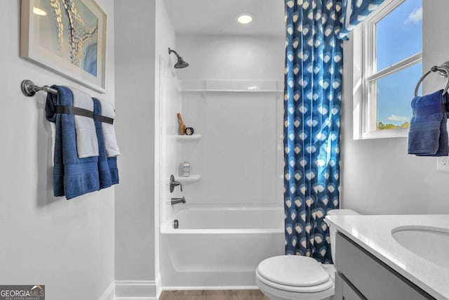 508 Regency Trl, Acworth, GA 30102 - bathroom with shower / tub combo, vanity, and toilet