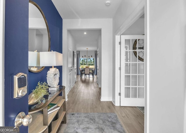 508 Regency Trl, Acworth, GA 30102 - hallway featuring wood finished floors and baseboards
