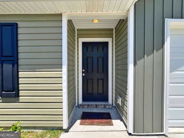entrance to property with board and batten siding