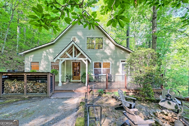 rustic home with a deck