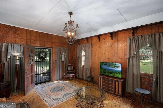413 New Town Rd NE, Calhoun, GA 30701 - entrance foyer with a chandelier and wooden walls