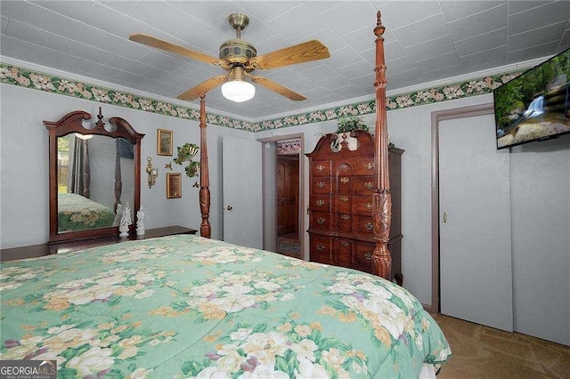 413 New Town Rd NE, Calhoun, GA 30701 - carpeted bedroom featuring crown molding and a ceiling fan