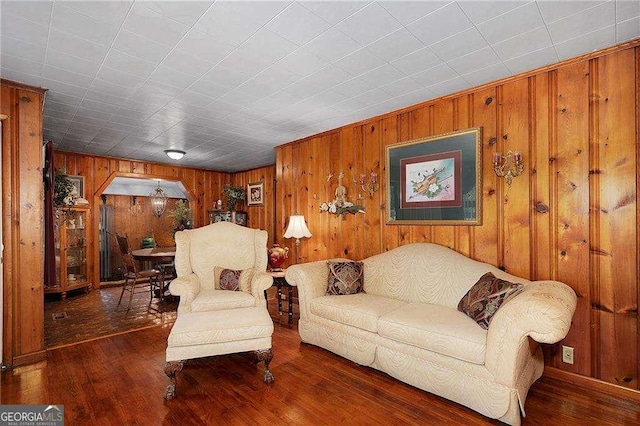 413 New Town Rd NE, Calhoun, GA 30701 - living room featuring hardwood / wood-style flooring and wood walls