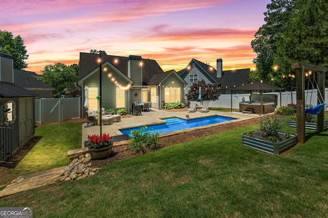 58 Gables Way, Newnan, GA 30265 - view of pool with a hot tub and a patio