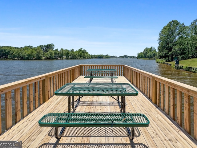 58 Gables Way, Newnan, GA 30265 - dock with a deck with water view and view of wooded area
