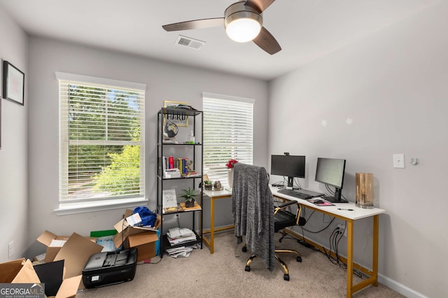 3406 Pennington Dr, Lithonia, GA 30038 - office space featuring ceiling fan, carpet floors, and baseboards