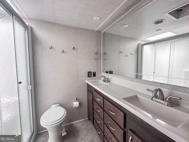 43 Tip Top Cir, Cleveland, GA 30528 - bathroom with toilet, double vanity, and a stall shower