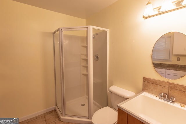 43 Tip Top Cir, Cleveland, GA 30528 - bathroom with a shower stall, tile patterned flooring, toilet, and vanity