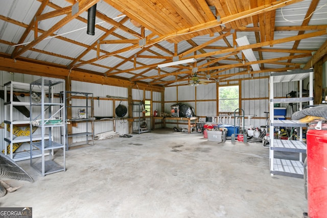 garage featuring metal wall