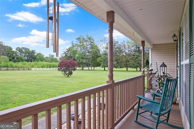 balcony with view of scattered trees