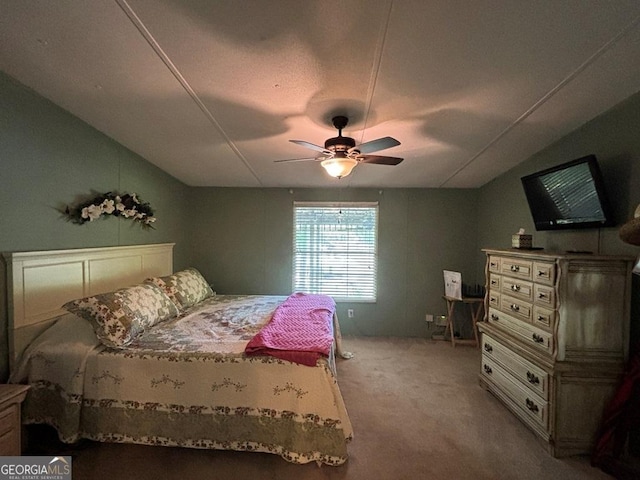 317 Cedar Dr NW, Sparta, GA 31087 - bedroom with carpet flooring, lofted ceiling, and a ceiling fan