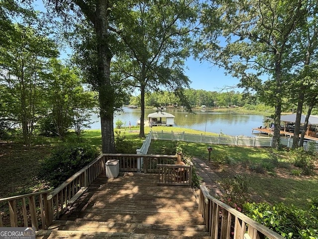 317 Cedar Dr NW, Sparta, GA 31087 - deck featuring a water view and fence