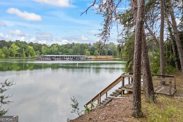 water view with a heavily wooded area