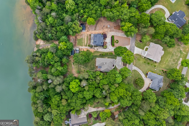 aerial overview of property's location with a large body of water