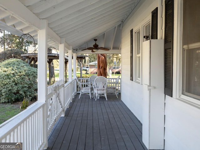309 Mahan St, Saint Marys, GA 31558 - wooden terrace with covered porch and a ceiling fan