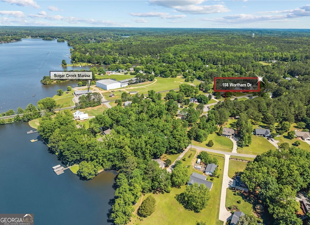 108 Wortham Dr, Buckhead, GA 30625 - aerial view of property's location with a heavily wooded area and a large body of water