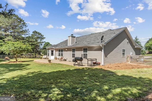 108 Wortham Dr, Buckhead, GA 30625 - rear view of property featuring a patio, a chimney, and roof with shingles