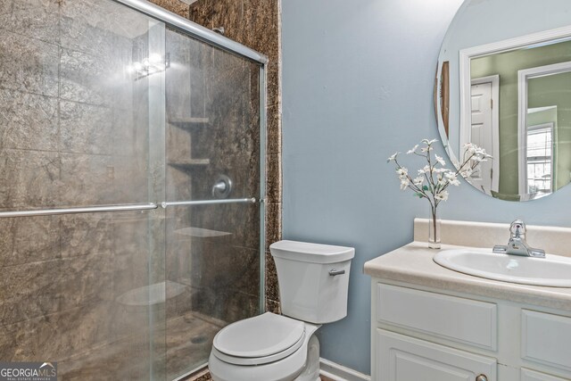108 Wortham Dr, Buckhead, GA 30625 - bathroom with toilet, a shower stall, and vanity