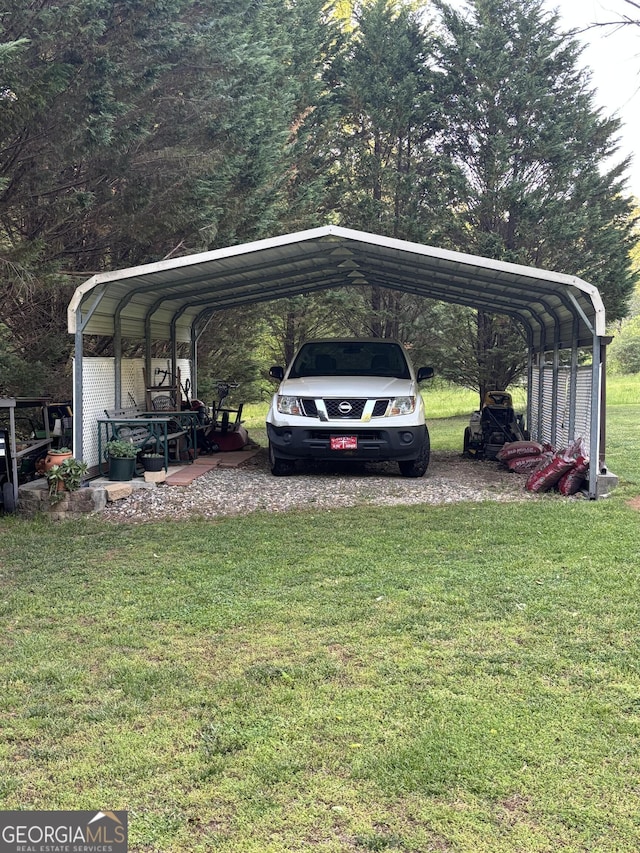 view of parking / parking lot featuring a carport