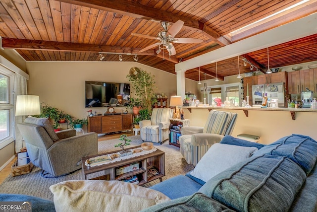 3449 Archwood Dr, Doraville, GA 30340 - living room with wood ceiling and ceiling fan