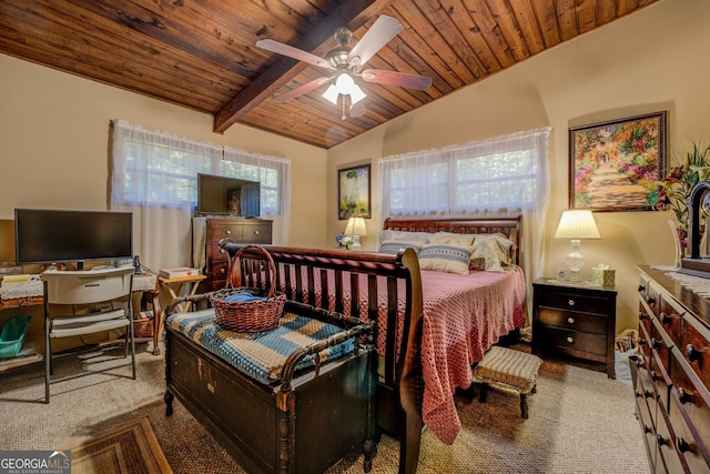 3449 Archwood Dr, Doraville, GA 30340 - bedroom with carpet, wooden ceiling, and ceiling fan