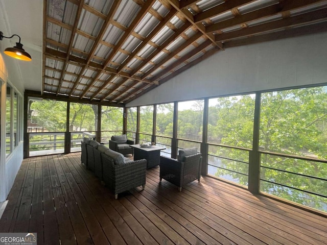 750 Warners Lndg, Hortense, GA 31543 - sunroom with an outdoor hangout area and vaulted ceiling