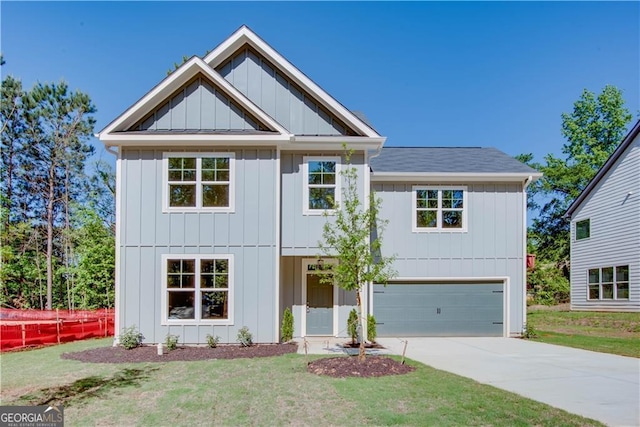 3352 Landings S Dr, Atlanta, GA 30331 - modern farmhouse style home with an attached garage, driveway, board and batten siding, and a front lawn