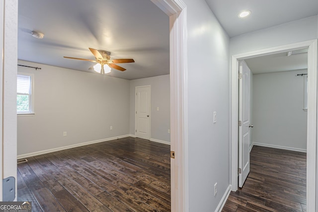 947 Rebel Forest Dr, Atlanta, GA 30315 - hallway with dark wood-style floors, baseboards, and recessed lighting