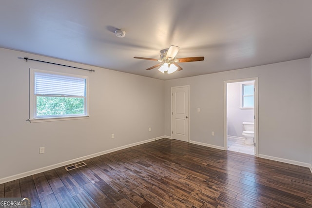 947 Rebel Forest Dr, Atlanta, GA 30315 - unfurnished room with plenty of natural light, ceiling fan, dark wood-style flooring, and baseboards