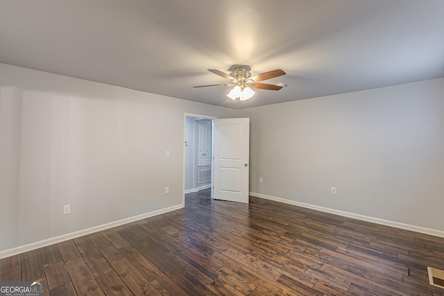 947 Rebel Forest Dr, Atlanta, GA 30315 - empty room with ceiling fan, dark wood-type flooring, and baseboards