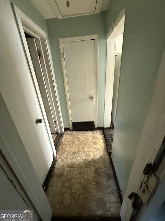 hallway with attic access