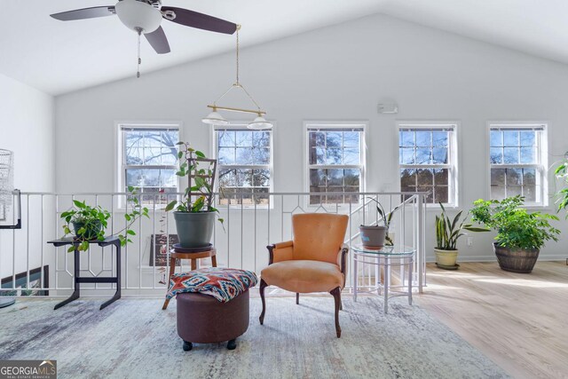 114 N Valhalla Dr, Cordele, GA 31015 - sitting room with vaulted ceiling, wood finished floors, and ceiling fan