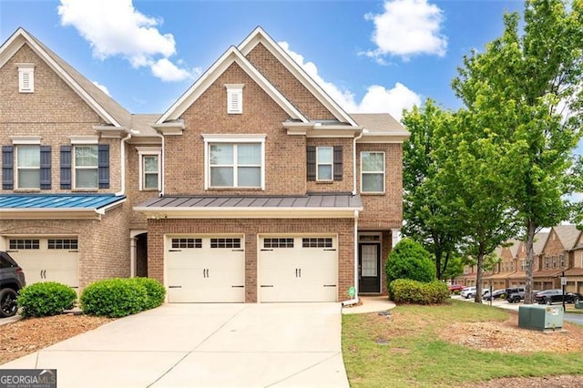 1957 Brightleaf Way Unit 59, Marietta, GA 30060 - townhome / multi-family property with a garage, brick siding, driveway, and a standing seam roof