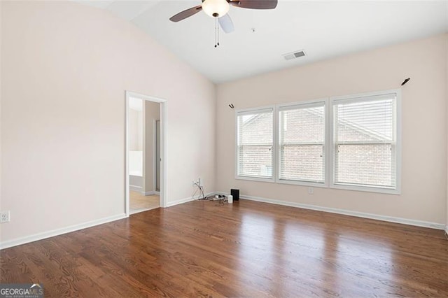 1957 Brightleaf Way Unit 59, Marietta, GA 30060 - empty room with ceiling fan, wood finished floors, lofted ceiling, and baseboards