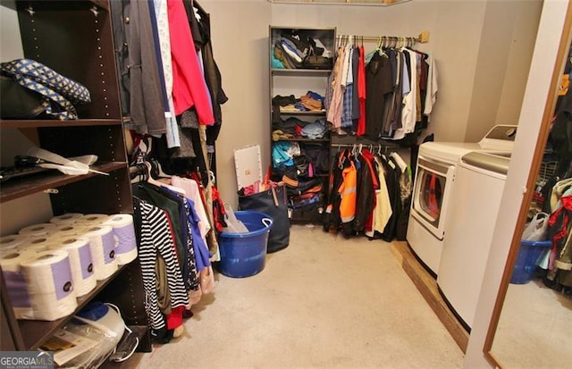 454 Primrose Ln, Pendergrass, GA 30567 - walk in closet with washing machine and dryer and carpet floors
