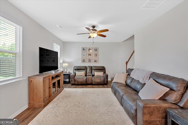 48 Sweetgum Trce, Dallas, GA 30132 - living area with wood finished floors, a ceiling fan, and baseboards