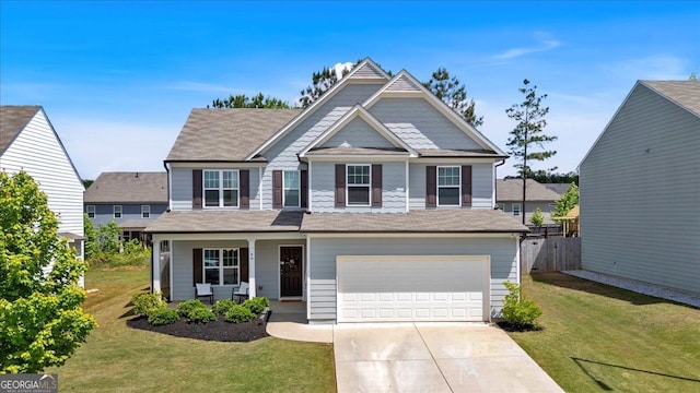 48 Sweetgum Trce, Dallas, GA 30132 - view of front facade with driveway, a garage, a porch, and a shingled roof