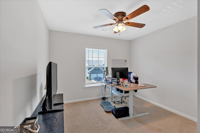 48 Sweetgum Trce, Dallas, GA 30132 - office area featuring ceiling fan, carpet floors, and baseboards